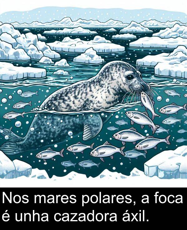 mares: Nos mares polares, a foca é unha cazadora áxil.