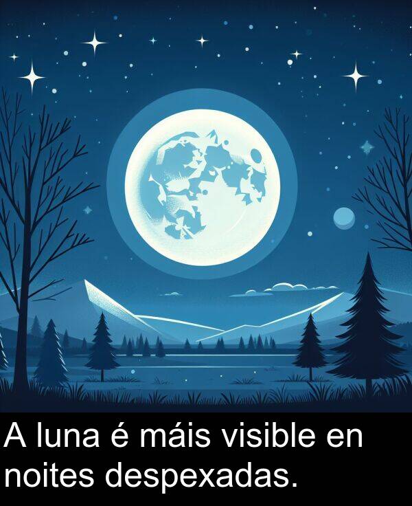 máis: A luna é máis visible en noites despexadas.
