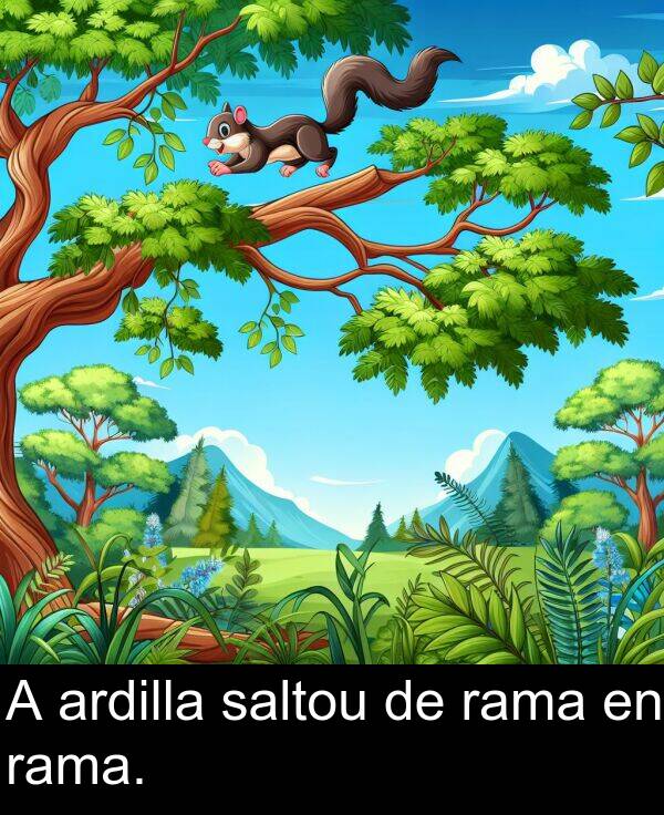 rama: A ardilla saltou de rama en rama.