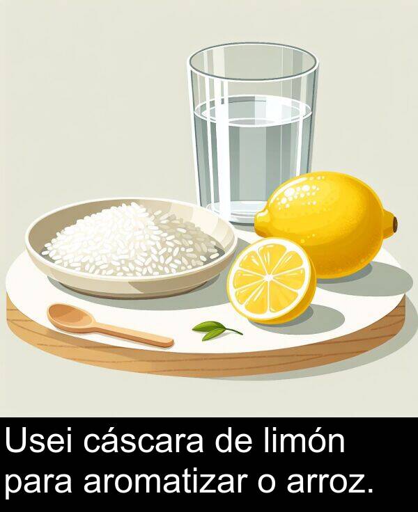 arroz: Usei cáscara de limón para aromatizar o arroz.