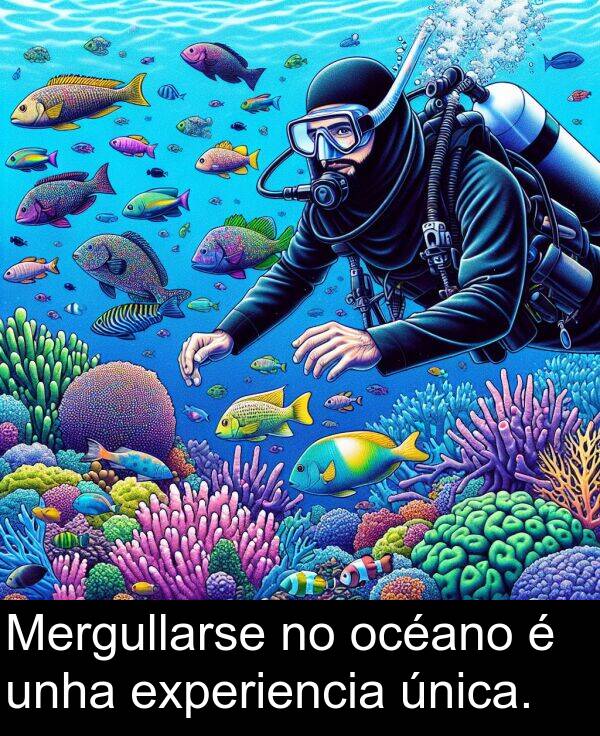experiencia: Mergullarse no océano é unha experiencia única.