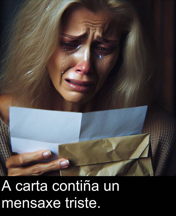 mensaxe: A carta contiña un mensaxe triste.