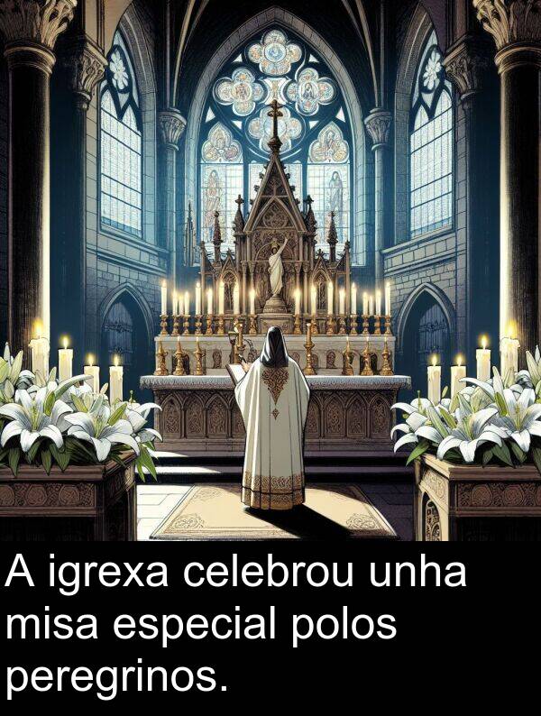 especial: A igrexa celebrou unha misa especial polos peregrinos.