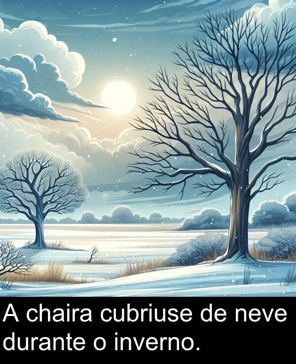 durante: A chaira cubriuse de neve durante o inverno.