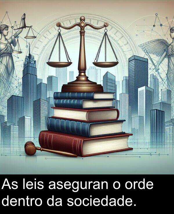 dentro: As leis aseguran o orde dentro da sociedade.