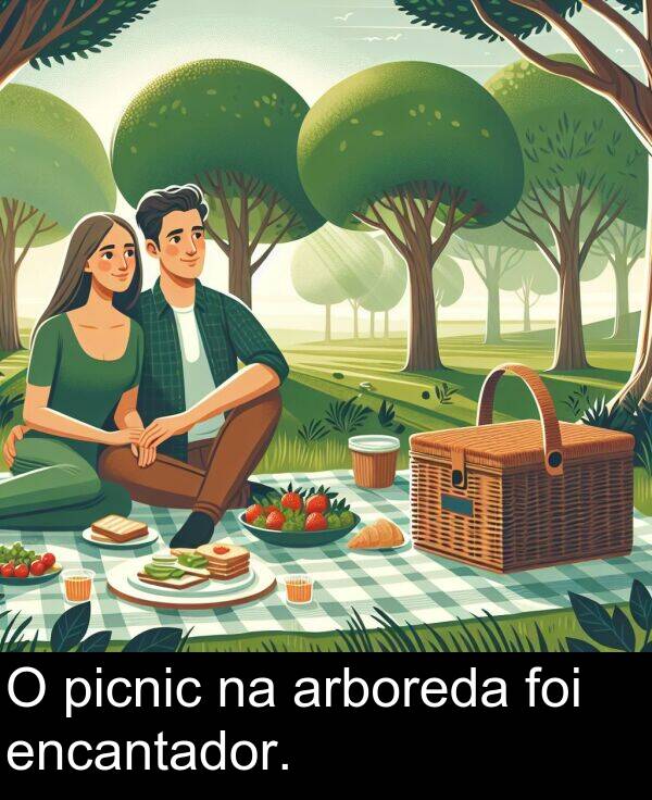 encantador: O picnic na arboreda foi encantador.
