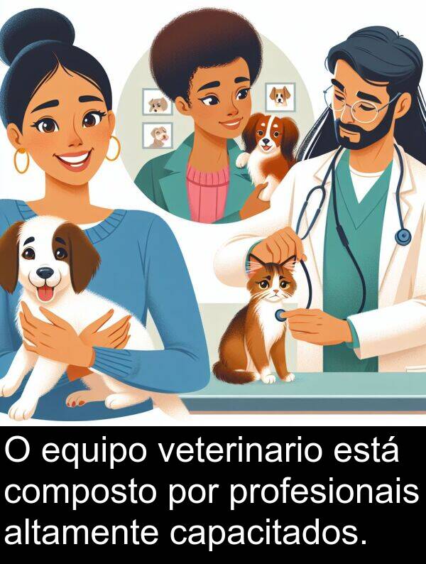 composto: O equipo veterinario está composto por profesionais altamente capacitados.