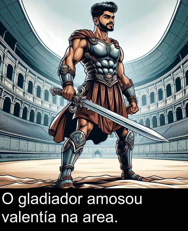 valentía: O gladiador amosou valentía na area.