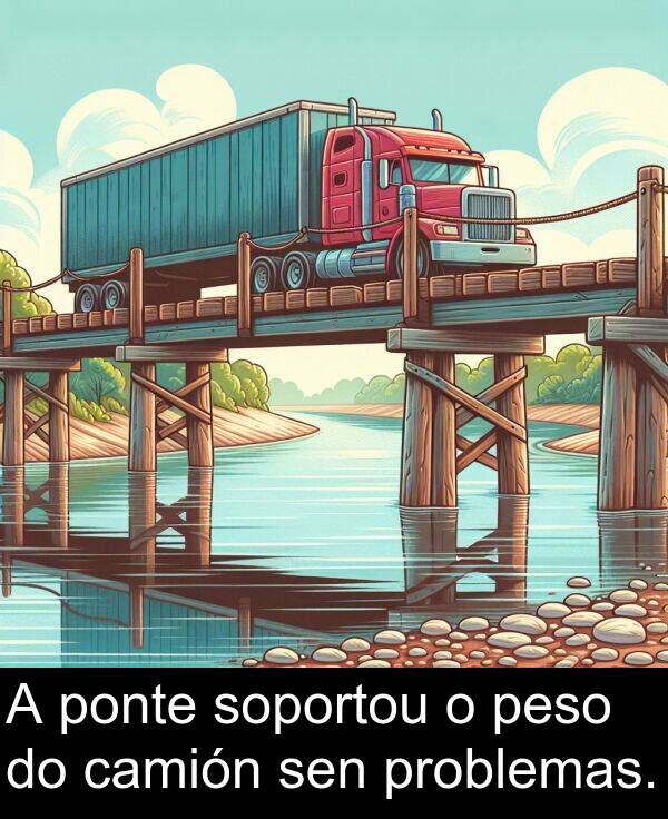 peso: A ponte soportou o peso do camión sen problemas.