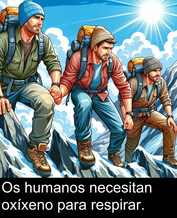 para: Os humanos necesitan oxíxeno para respirar.