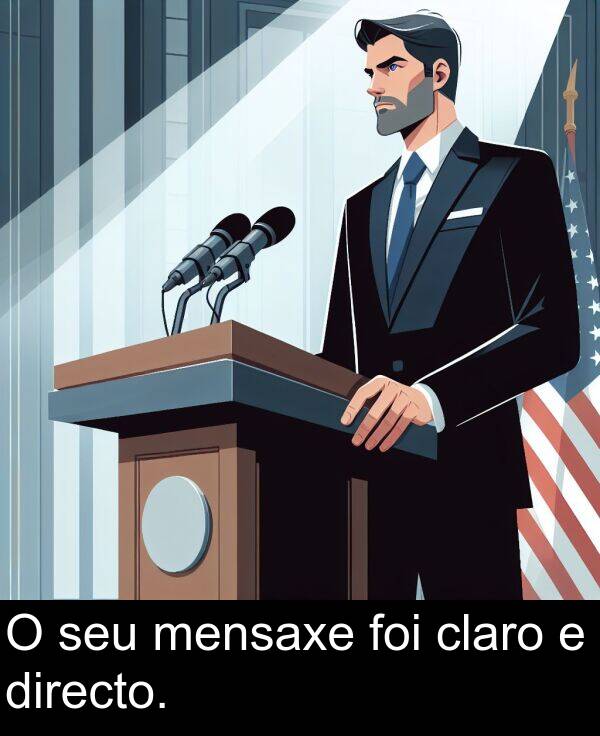 directo: O seu mensaxe foi claro e directo.