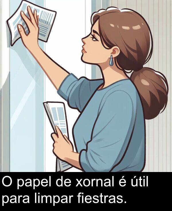 papel: O papel de xornal é útil para limpar fiestras.