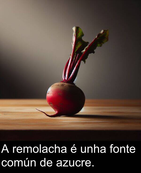 remolacha: A remolacha é unha fonte común de azucre.