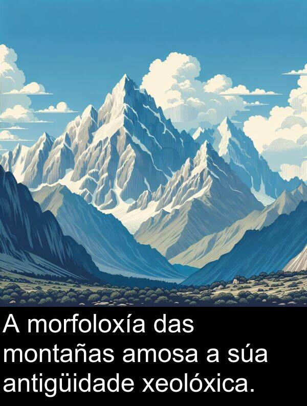 morfoloxía: A morfoloxía das montañas amosa a súa antigüidade xeolóxica.