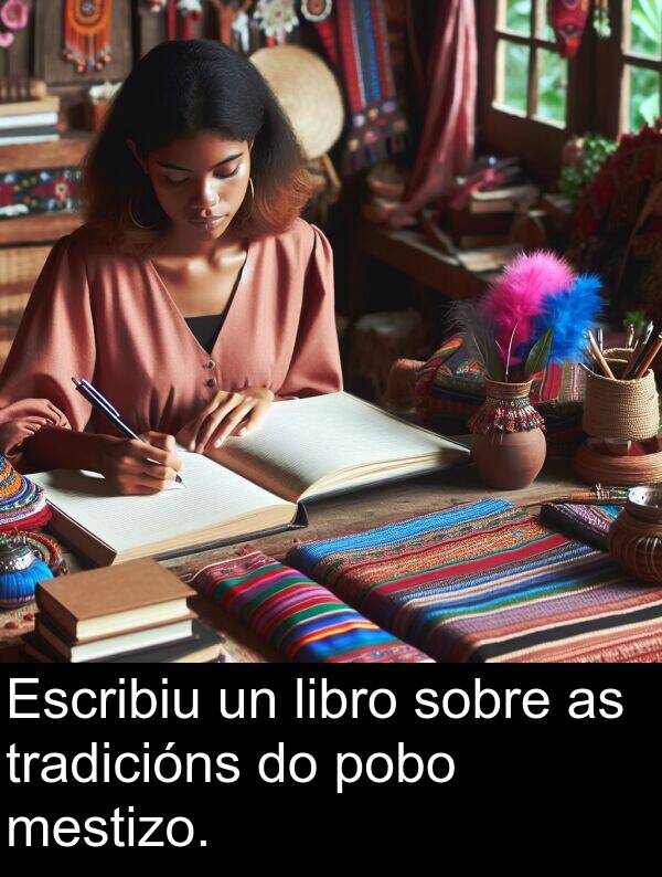 tradicións: Escribiu un libro sobre as tradicións do pobo mestizo.