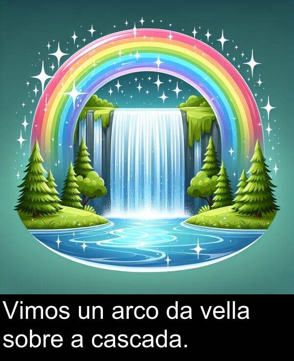 arco: Vimos un arco da vella sobre a cascada.
