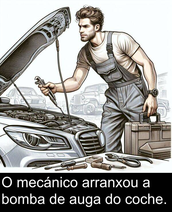 bomba: O mecánico arranxou a bomba de auga do coche.
