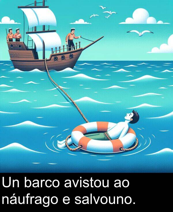 salvouno: Un barco avistou ao náufrago e salvouno.