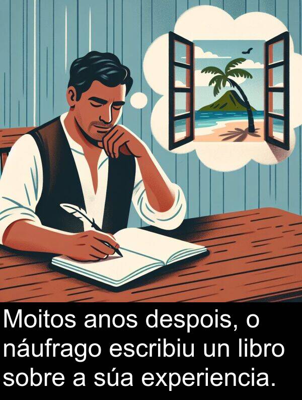 escribiu: Moitos anos despois, o náufrago escribiu un libro sobre a súa experiencia.