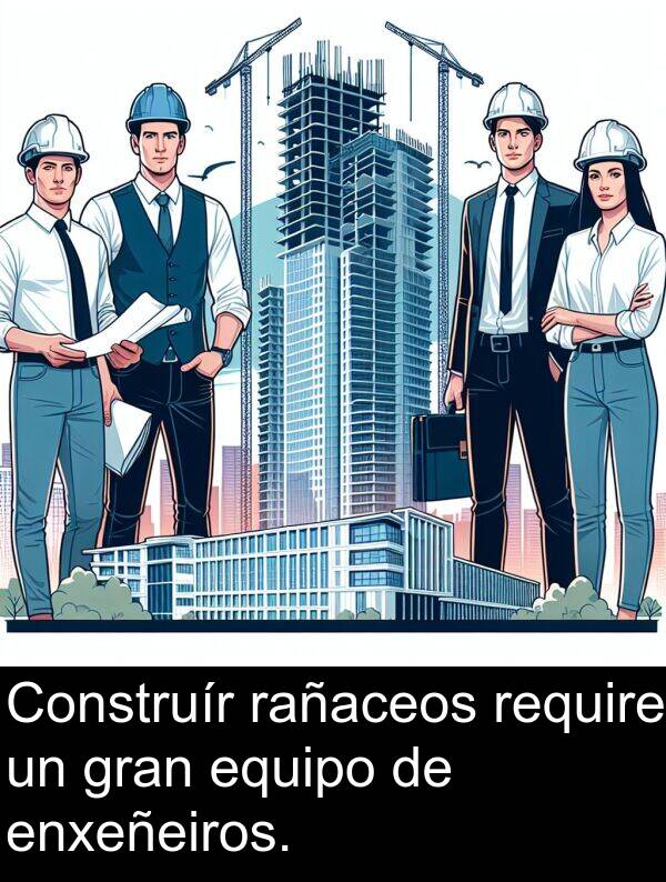 rañaceos: Construír rañaceos require un gran equipo de enxeñeiros.