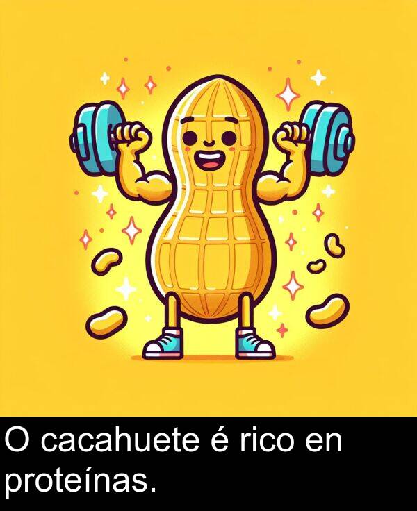 rico: O cacahuete é rico en proteínas.