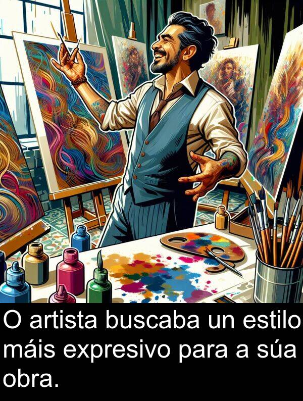 estilo: O artista buscaba un estilo máis expresivo para a súa obra.