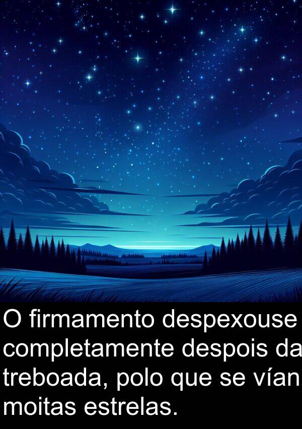vían: O firmamento despexouse completamente despois da treboada, polo que se vían moitas estrelas.