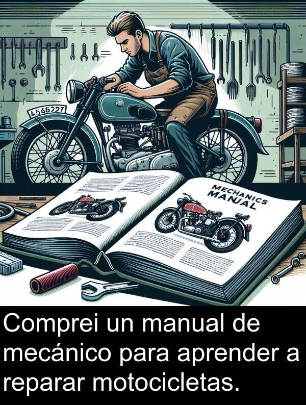 reparar: Comprei un manual de mecánico para aprender a reparar motocicletas.