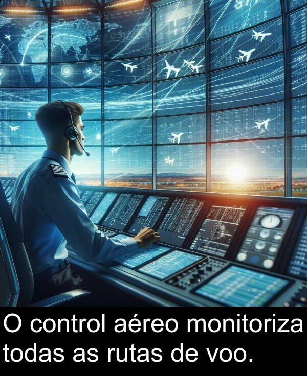 rutas: O control aéreo monitoriza todas as rutas de voo.