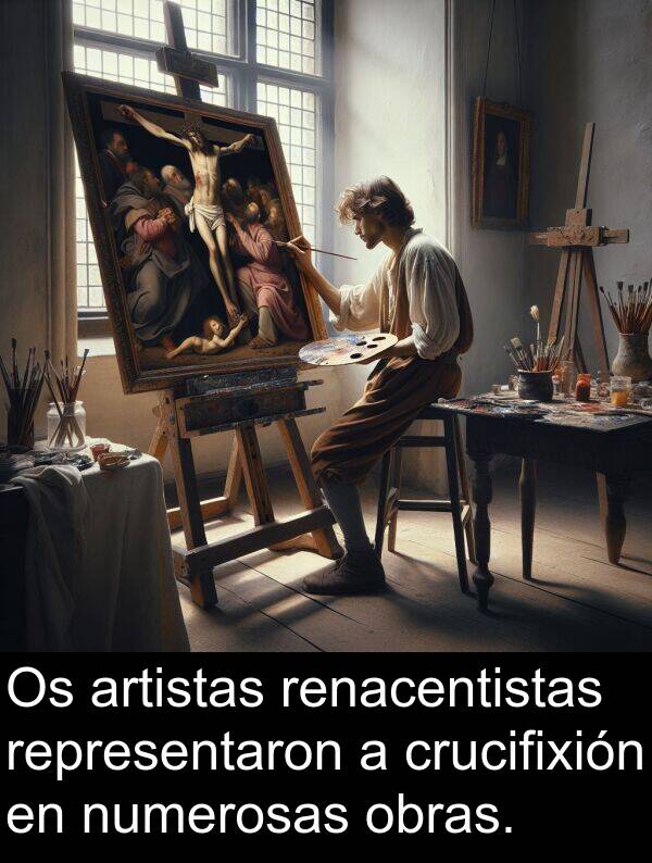 representaron: Os artistas renacentistas representaron a crucifixión en numerosas obras.