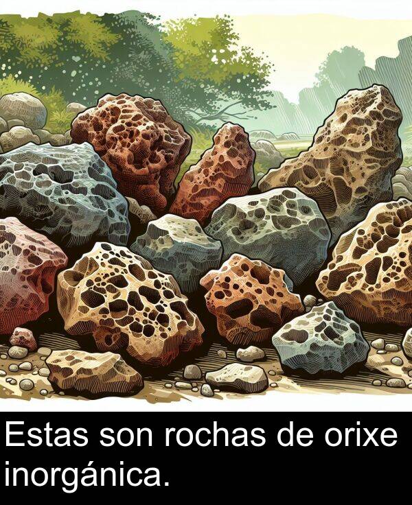 rochas: Estas son rochas de orixe inorgánica.