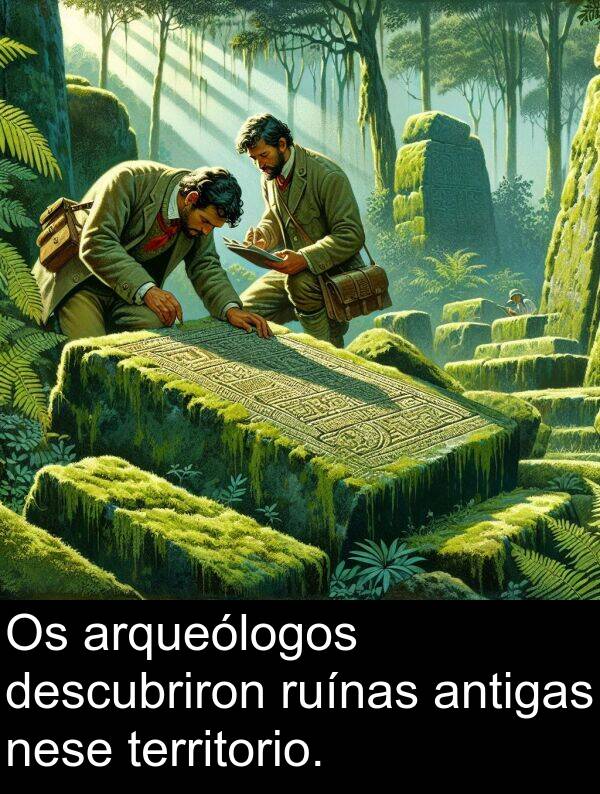 ruínas: Os arqueólogos descubriron ruínas antigas nese territorio.