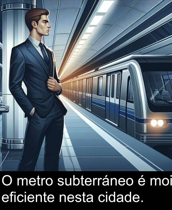 eficiente: O metro subterráneo é moi eficiente nesta cidade.
