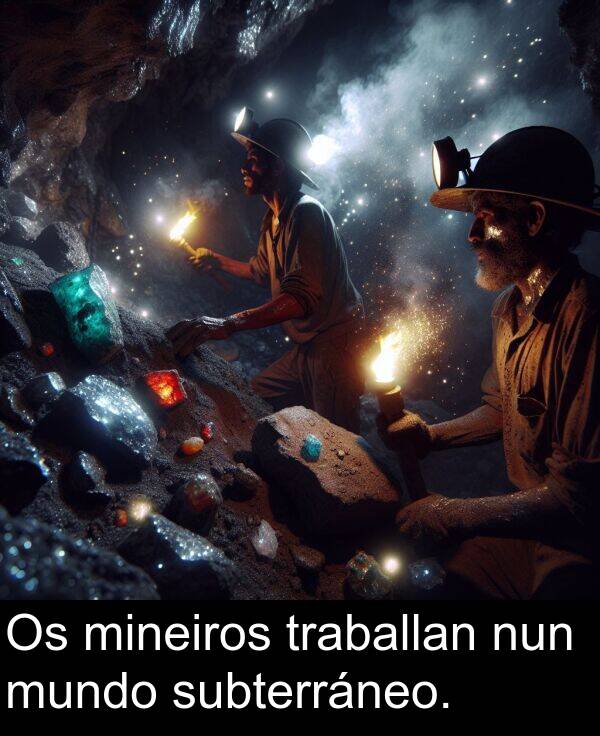 mineiros: Os mineiros traballan nun mundo subterráneo.