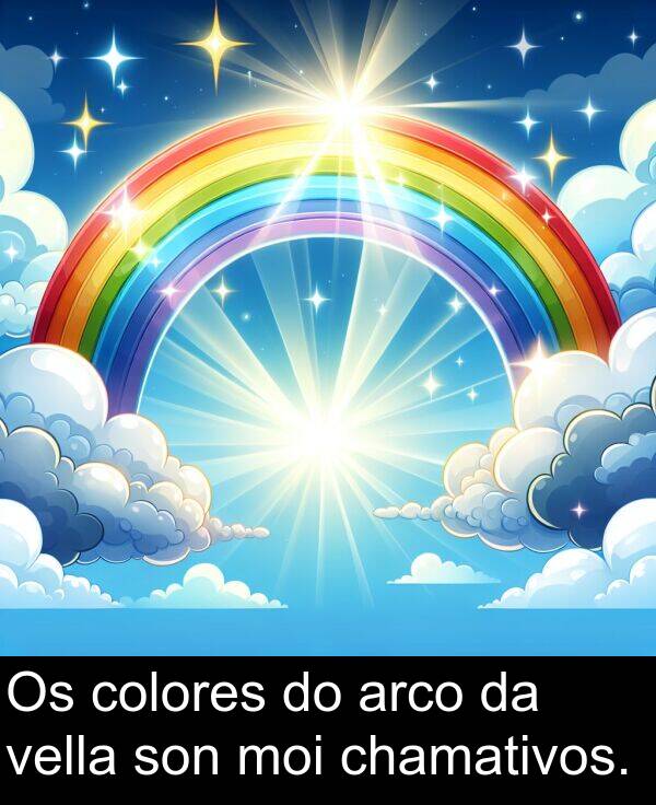 colores: Os colores do arco da vella son moi chamativos.