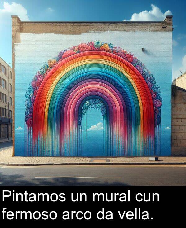 arco: Pintamos un mural cun fermoso arco da vella.
