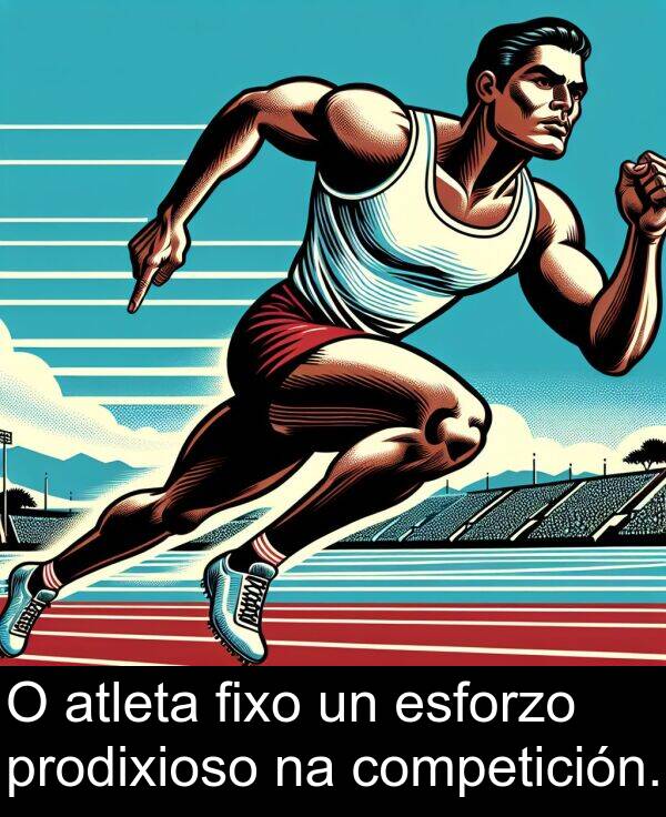esforzo: O atleta fixo un esforzo prodixioso na competición.