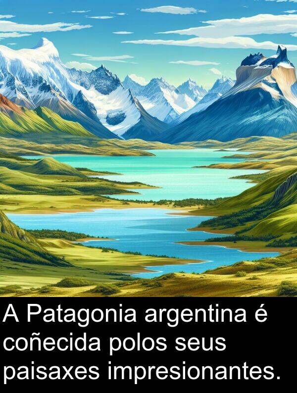 paisaxes: A Patagonia argentina é coñecida polos seus paisaxes impresionantes.