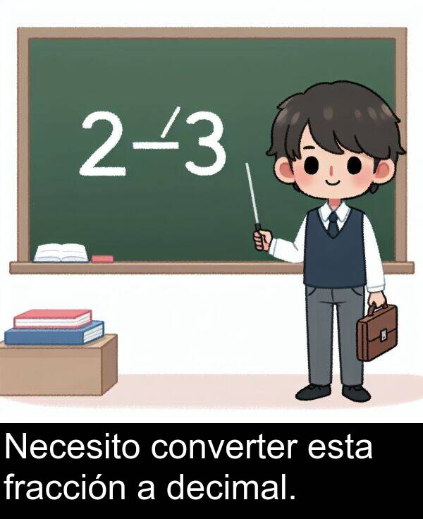 fracción: Necesito converter esta fracción a decimal.