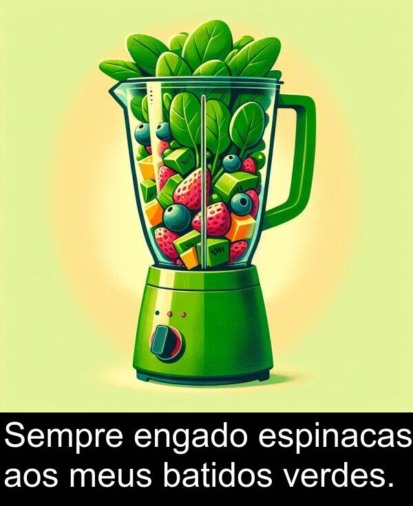 engado: Sempre engado espinacas aos meus batidos verdes.
