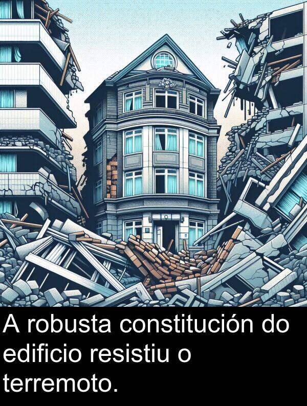 resistiu: A robusta constitución do edificio resistiu o terremoto.
