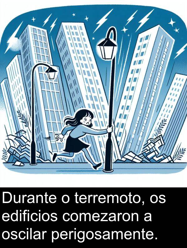 terremoto: Durante o terremoto, os edificios comezaron a oscilar perigosamente.