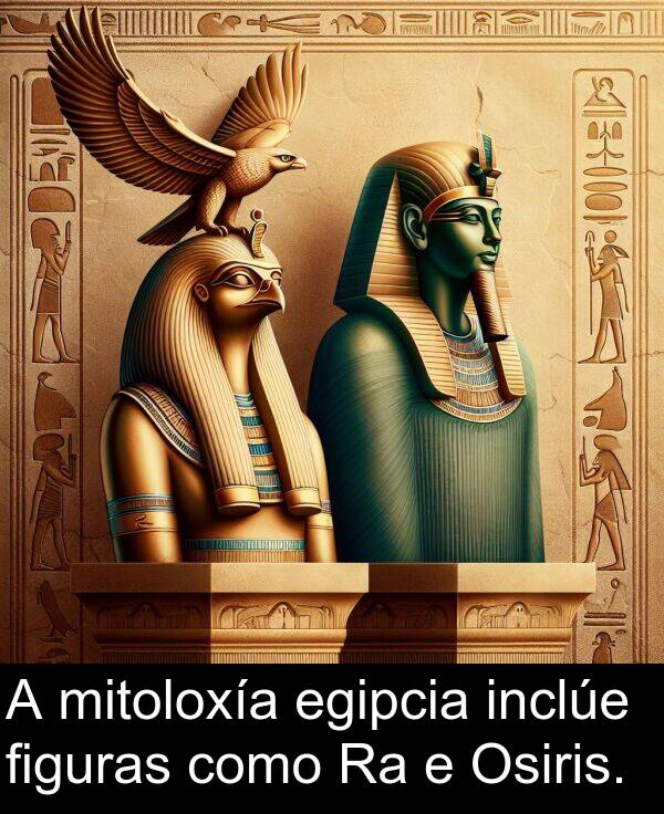 como: A mitoloxía egipcia inclúe figuras como Ra e Osiris.