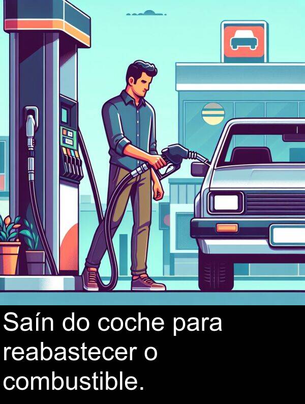 reabastecer: Saín do coche para reabastecer o combustible.