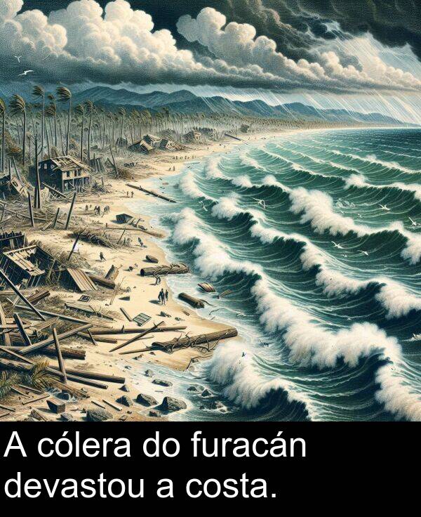 furacán: A cólera do furacán devastou a costa.