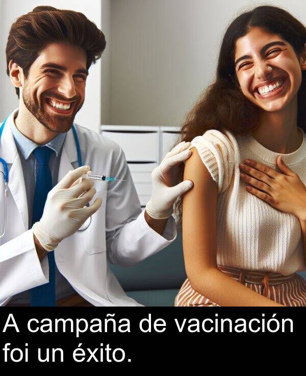 éxito: A campaña de vacinación foi un éxito.