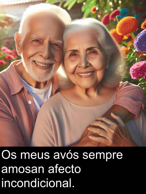 afecto: Os meus avós sempre amosan afecto incondicional.