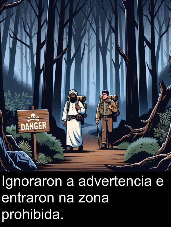 entraron: Ignoraron a advertencia e entraron na zona prohibida.