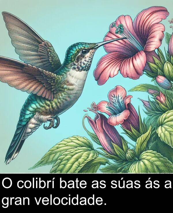 gran: O colibrí bate as súas ás a gran velocidade.