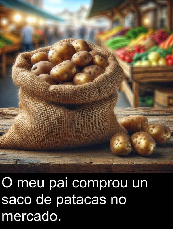patacas: O meu pai comprou un saco de patacas no mercado.